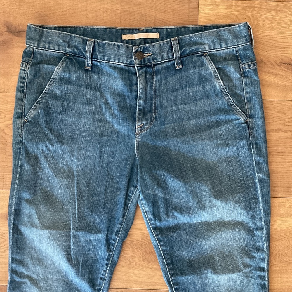 Vince Trouser Drop Pacific Straight Leg Jeans 30 Blue Cotton Denim Distressed - Picture 4 of 8